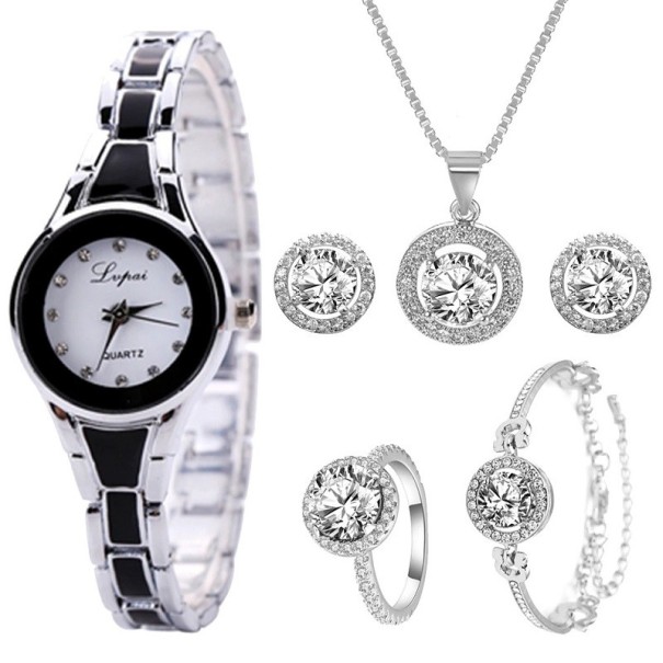Conjunto de relojes y joyas para mujer negro