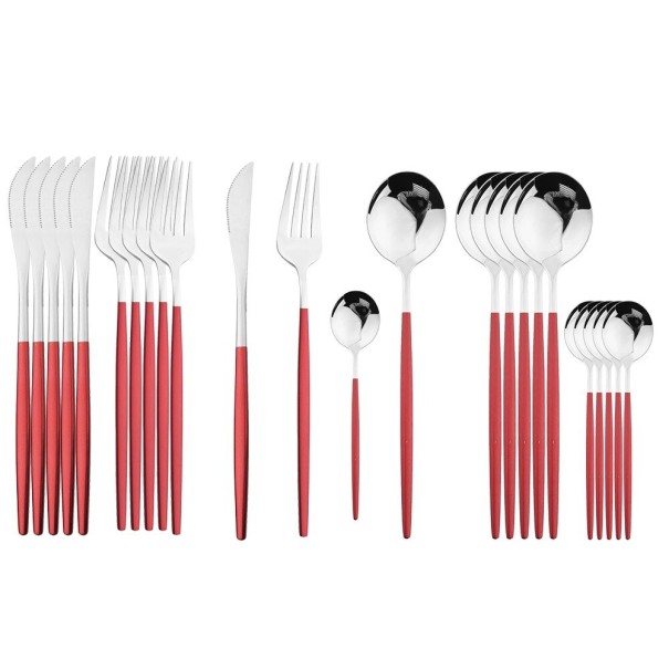 Conjunto de Talheres 24 pcs P3549 vermelho