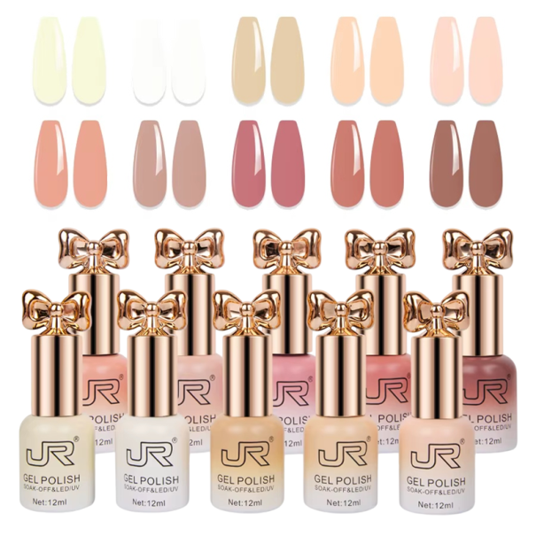 Conjunto de vernizes UV LED para unhas 10×12 ml Vernizes de gel coloridos para manicure em casa e coleção DIY de nail art de vernizes de secagem 1