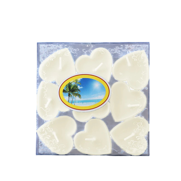 Conjunto decorativo de velas de chá em forma de coração aromáticas 9 pcs 4 x 1,8 cm velas para decoração de casamentos e ocasiões românticas branco