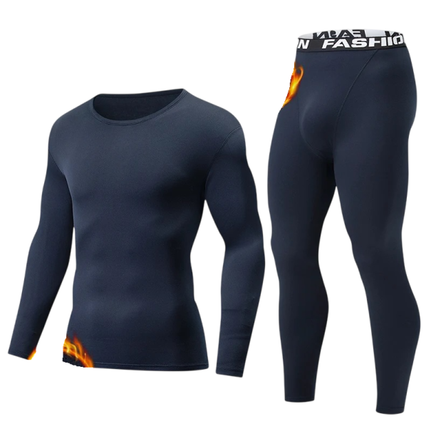 Conjunto desportivo masculino com calças elásticas e estampado fashion, t-shirt de manga longa e decote redondo, poliéster, spandex azul escuro L