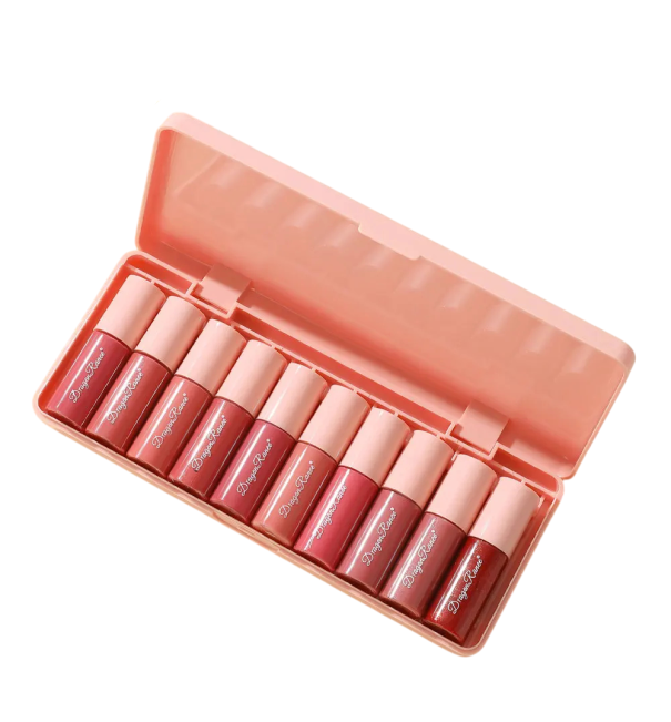 Conjunto Dragon Ranee de 10 batons líquidos coloridos à prova de água com brilho espelhado hidratante para lábios - Maquilhagem de longa duração 1