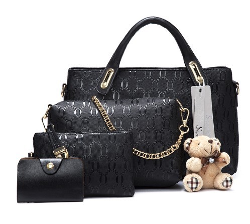 Conjunto Feminino - Bolsa, Clutch, Carteira, Estojo para Documentos preto