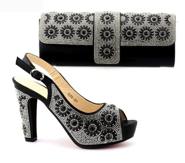 Conjunto Feminino - Sapatos de Salto e Carteira preto 38