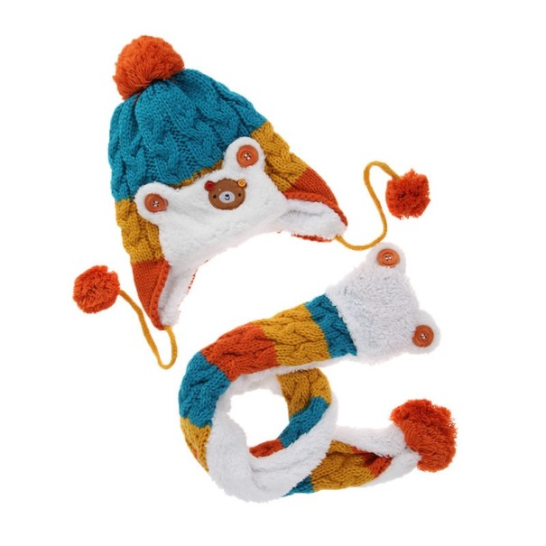Conjunto infantil bonito - Gorro y bufanda J2485 azul claro
