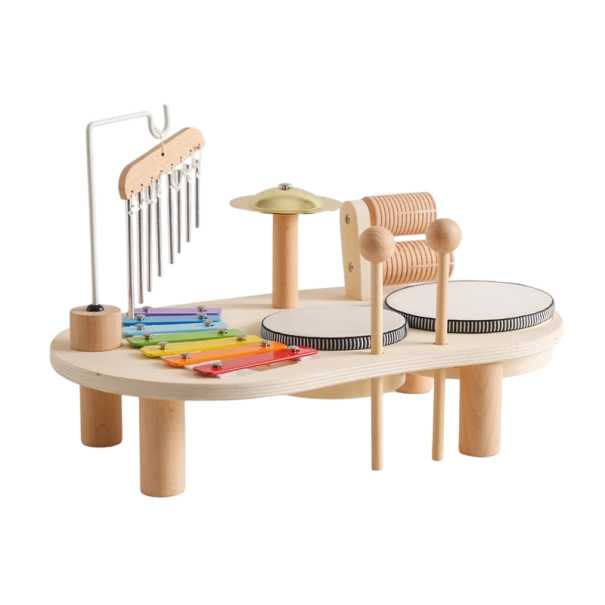 Conjunto musical de madeira para crianças Xilofone e sinos eólicos brinquedo educativo Montessori Instrumentos musicais Presentes para bebés 1