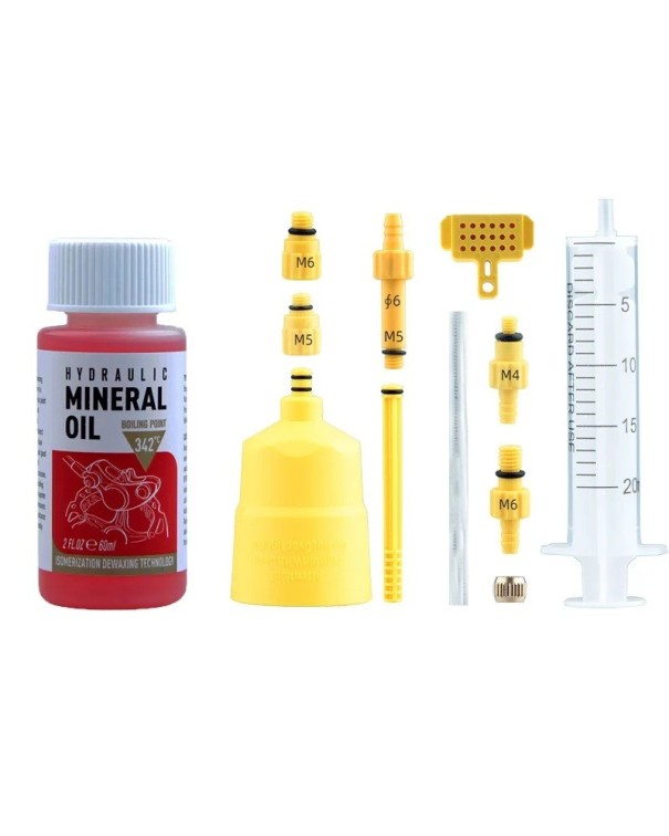 Conjunto para despressurização de travões hidráulicos, óleo mineral 60 ml, injetor, adaptadores, compatível com Tektro, Magura, Zoom, Nutt, Blooke 1