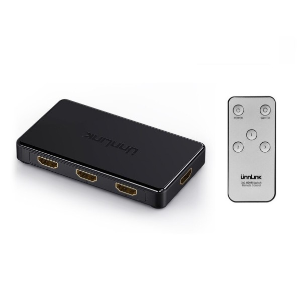 Conmutador HDMI 2.0 3:1 con control remoto IR 1