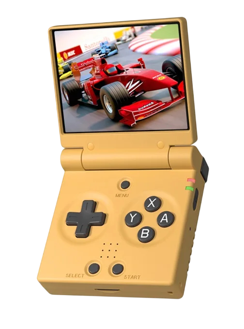 Consolă de jocuri portabilă cu structură pliabilă 2.8" display IPS 64GB memorie 5000 jocuri WiFi jocuri retro consolă de buzunar galben