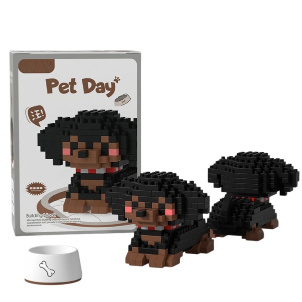 Construction de chien teckel 6 x 8 x 4,8 cm 210 pièces Mini construction pour enfants Chien mignon Construction d'animaux Jouet créatif pour enfants Mini modèle de chien 1