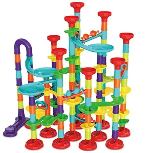 Construction de circuit pour billes pour enfants 197 pièces Circuit de course coloré 55 x 48 x 28 cm Jouet créatif Pour enfants à partir de 3 ans 1