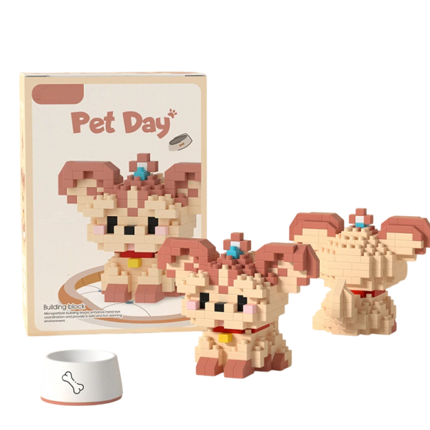 Construction de Yorkshire 6,8 x 5,2 x 5,4 cm 219 pièces Mini construction de chien pour enfants Construction d'animaux mignonne Jouet créatif pour enfants Mini modèle de chien 1