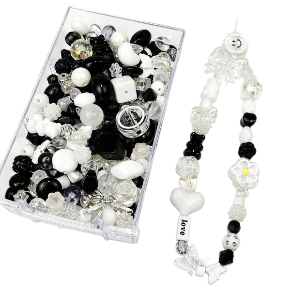 Contas de Acrílico 30 g Contas Plásticas Coloridas para Fabricação de Joias Pulseiras Colares Criação Criativa DIY Decoração preto-branco