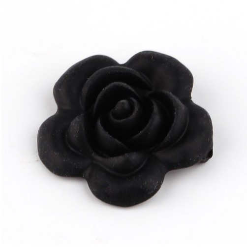 Contas de silicone em forma de flor - 10 pcs preto
