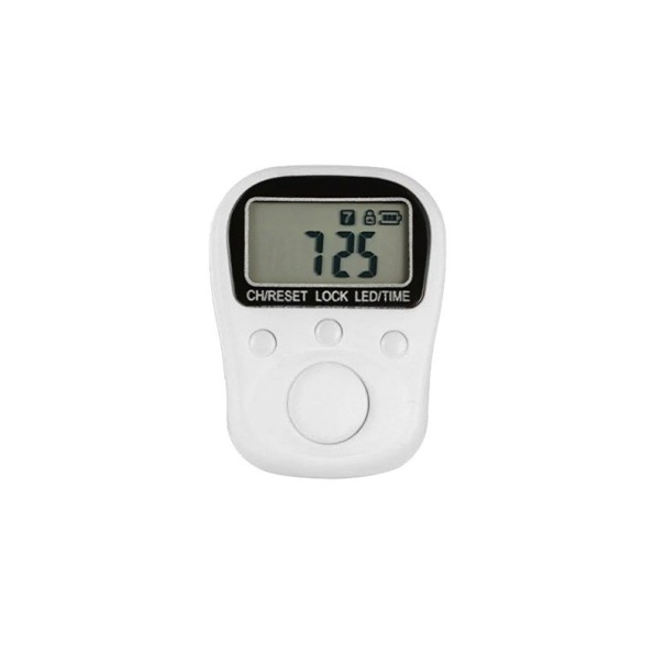 Contatore elettronico a LED regolabile a 3 cifre per dito ricaricabile con orologio e retroilluminazione bianco