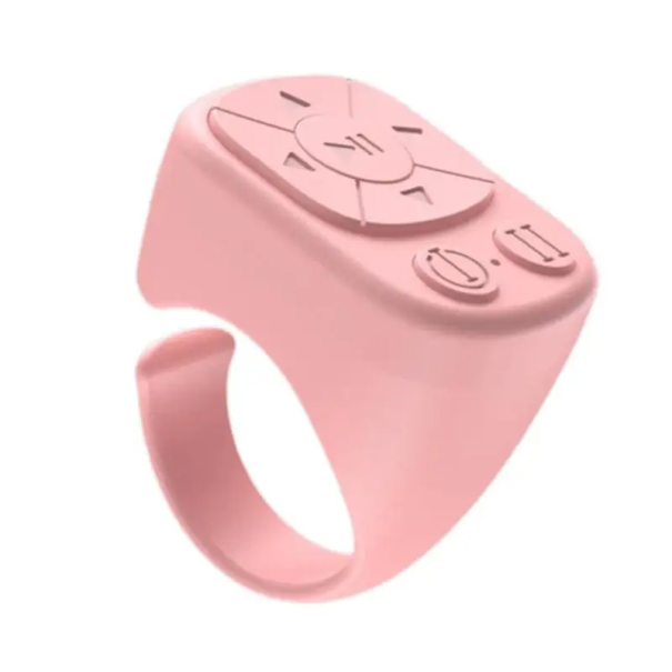 Control remoto de dedo Bluetooth de 7 botones, control inalámbrico para iOS y Android, alcance de 10 m, cámara, video, controlador de música rosa