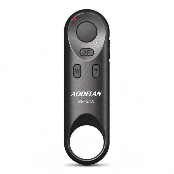 Control remoto inalámbrico AODELAN BR-E1 para Canon Alcance 10 m Botones AF W y T Para fotos y video desde un trípode negro