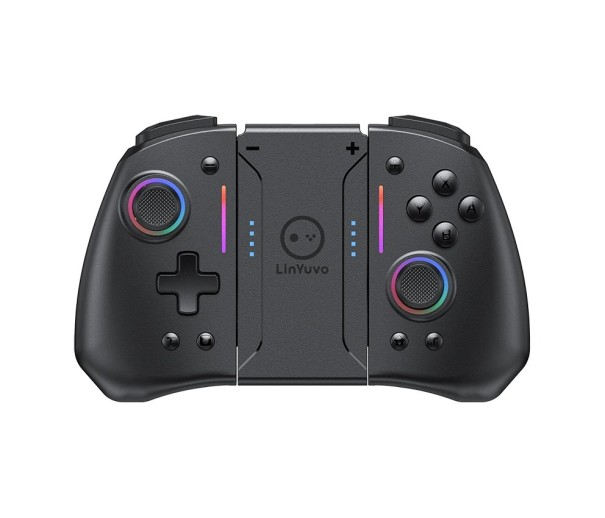 Controler wireless split KS42-1 pentru Switch/OLED cu lumină RGB, vibrații, funcție Turbo și selecție de culori, inclusiv alb și negru negru