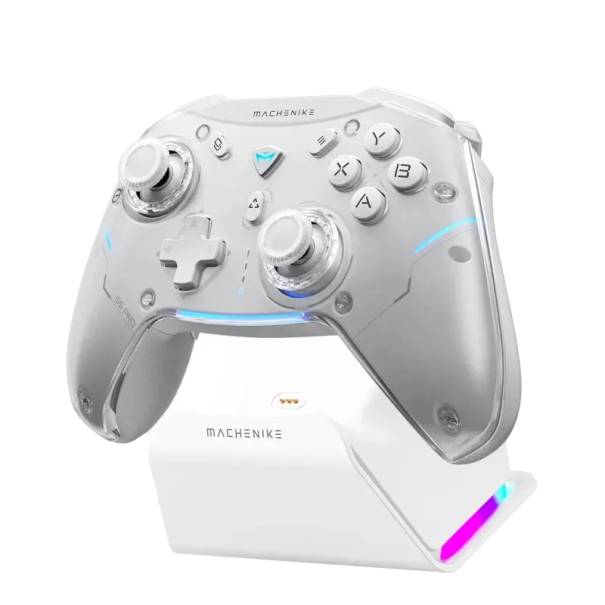 Controller di gioco wireless con joystick Hall Effect Gamepad Bluetooth per Switch, PC bianco