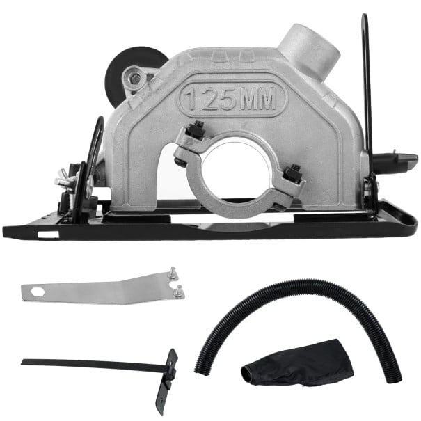 Convertitore di smerigliatrice angolare in dispositivo di taglio 125 mm Base guida Copertura del disco Aspirazione della polvere Set completo 1