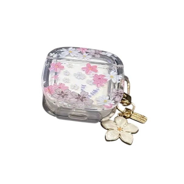 Coperchio con motivo floreale per AirPods 1/2 con chiave Portatile Resistente ai graffi e agli urti Perfetta vestibilità per un facile utilizzo 1