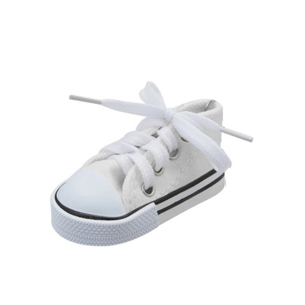 Coperchio decorativo colorato per il cavalletto laterale della motocicletta 7,5 cm Mini scarpa con lacci Accessorio protettivo e decorazione divertente per moto bianco