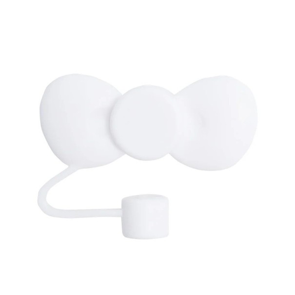 Coperchio in silicone per cannuccia 6 x 2 x 1 cm Fiocco Chiusura protettiva Cannuccia per Stanley Cup Accessorio elegante Riutilizzabile bianco