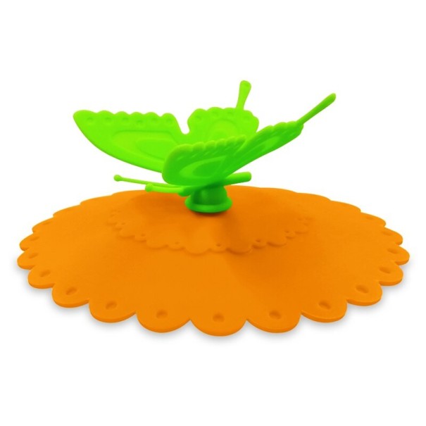 Coperchio in silicone per tazza con farfalla arancione 4