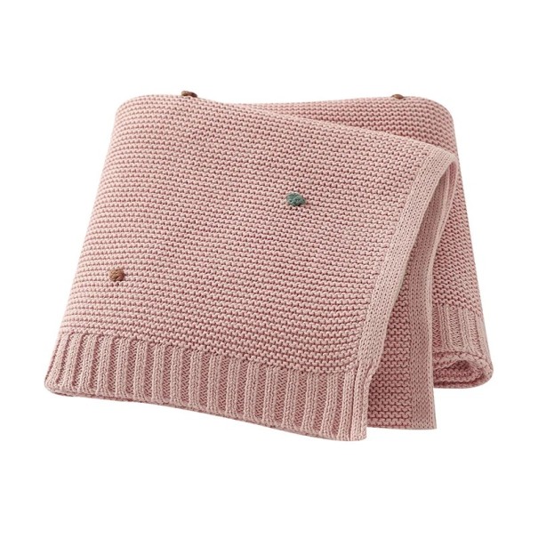 Coperta in cotone lavorata a maglia per neonati 70x90 cm Coperta per carrozzina Lettino Motivo colorato Neonati Bambini Sonno rosa