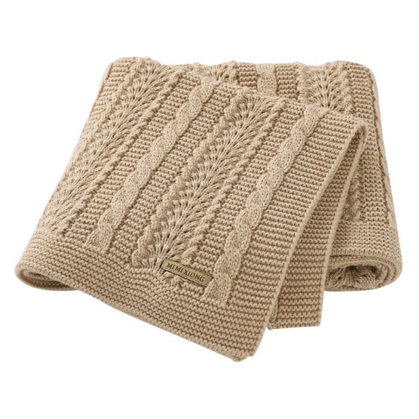 Coperta lavorata a maglia per bambini marrone chiaro