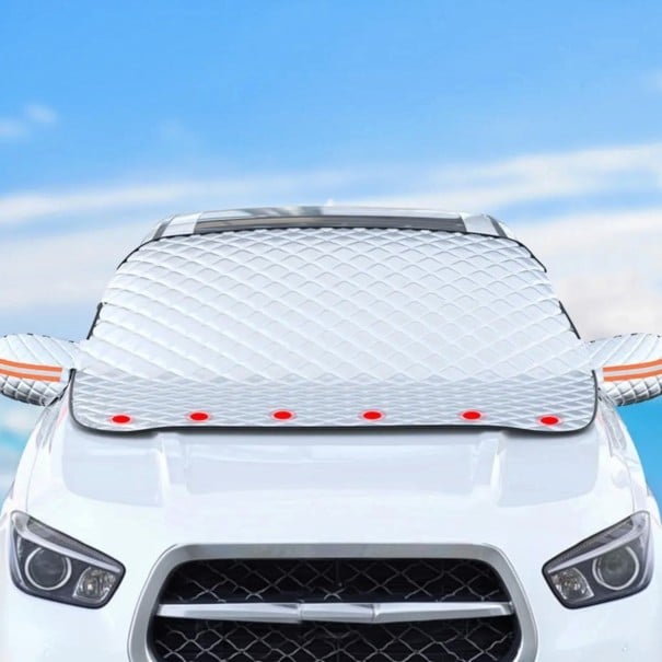 Copertura magnetica invernale per parabrezza auto 158 x 115 cm Argento Multistrato Coperture specchietti con strisce riflettenti Alette per porte 1