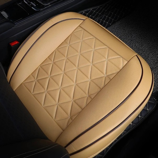 Copertura per auto in pelle impermeabile con tasca 52x49 cm Copertura protettiva per sedile auto Pelle artificiale premium Accessorio auto Seduta confortevole Rivestimento del sedile beige