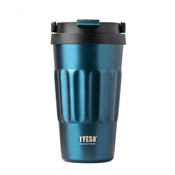 Copo térmico 500ml em aço inoxidável 304 com vedação a vácuo e orifício para beber Bebida copo de viagem para café chá bebidas frias e quentes azul