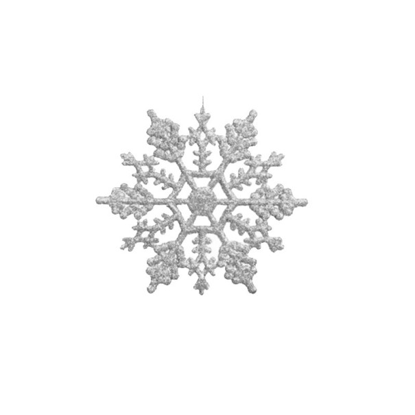 Copos de nieve decorativos 6 uds. plateado