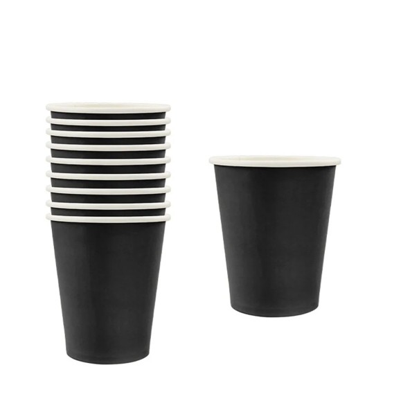 Copos de papel para bebidas 10 pcs 7,5 × 8,6 cm copos de papel descartáveis copos pretos para bebidas festa celebrações mesa 1
