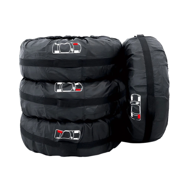 Copripneumatico da auto 66 cm 4 pz Set copertura protettiva in taft di poliestere Copertura universale impermeabile per ruote nero
