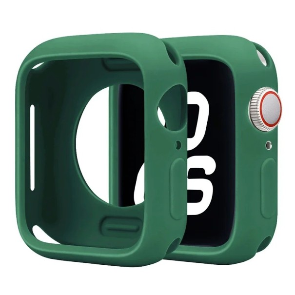 Coque anti-rayures pour Apple Watch 44 mm Series 6 5 4 SE Bumper en silicone souple étui de protection iWatch coque résistante vert foncé
