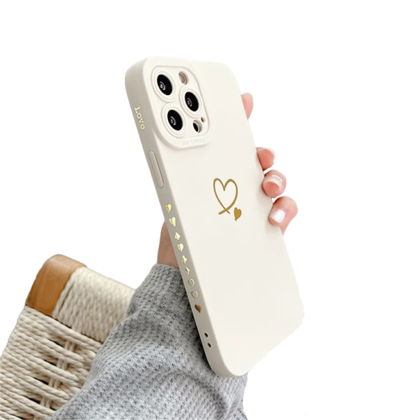Coque en silicone avec cœur pour iPhone 15 Pro blanc