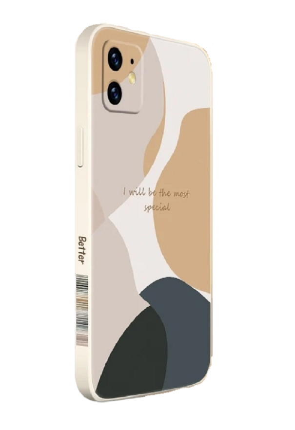 Coque en silicone avec motif abstrait et inscription pour Samsung Galaxy S23 Plus beige