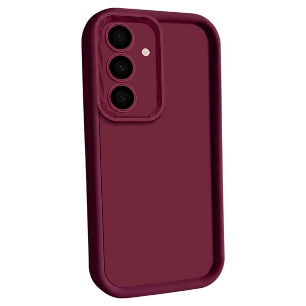 Coque en silicone pour Samsung Galaxy A17 Sans motif Surface veloutée mate Bords surélevés Cadre surélevé des objectifs Pour un usage bordeaux