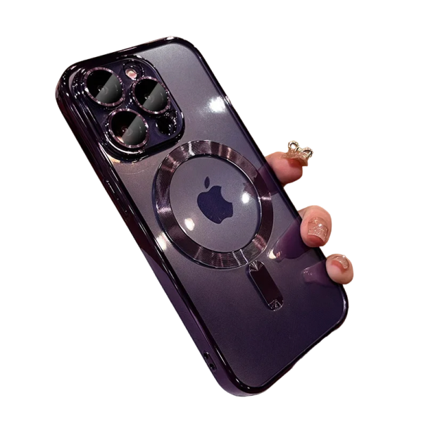 Coque en silicone transparente pour iPhone 16 Plus Coque magnétique avec chargement sans fil pour iPhone 16 Plus Coque en silicone colorée pour iPhone 16 Plus violet foncé