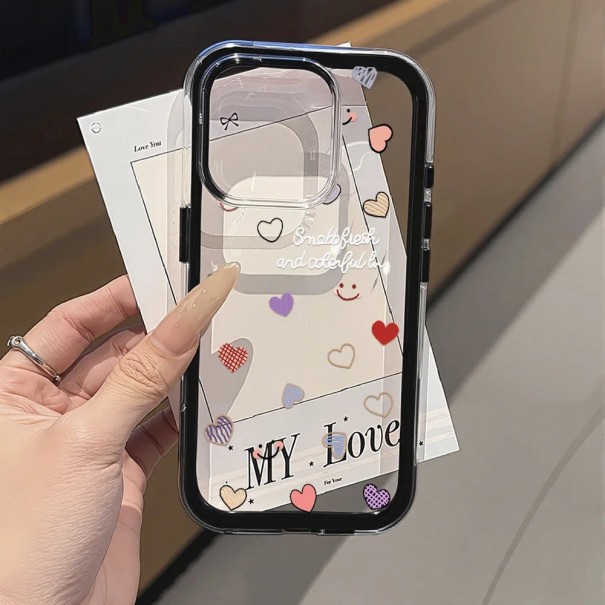 Coque en silicone transparente pour iPhone 17 Air Coque de protection antichoc avec motif de cœurs colorés Coque fine noir
