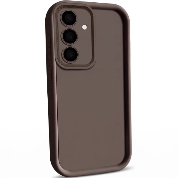 Coque en silicone unie pour Samsung Galaxy A15 5G Surface mate Bords surélevés Cadre en escalier autour de l'appareil photo Pour un usage marron