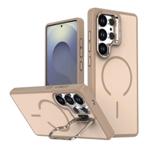 Coque magnétique pour Samsung Galaxy A25 Support pliable résistant avec cadre de caméra Prise en charge de la charge sans fil Étui beige