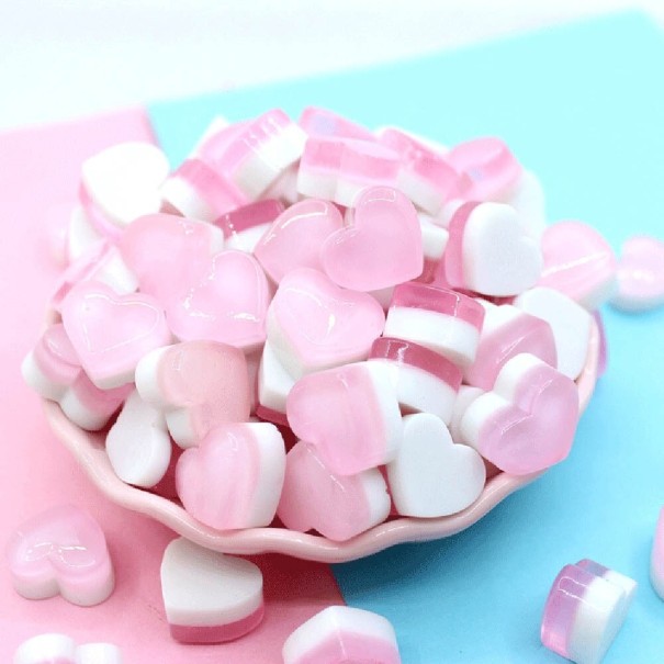 Corações para slime 10 unid rosa