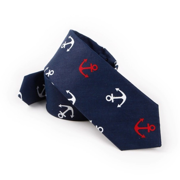 Corbata de hombre con ancla T1235 azul oscuro