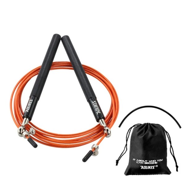 Corde à sauter rapide avec roulements à billes 3 m Corde en acier réglable Poignées en aluminium Aide pour un entraînement rapide et une remise en forme orange