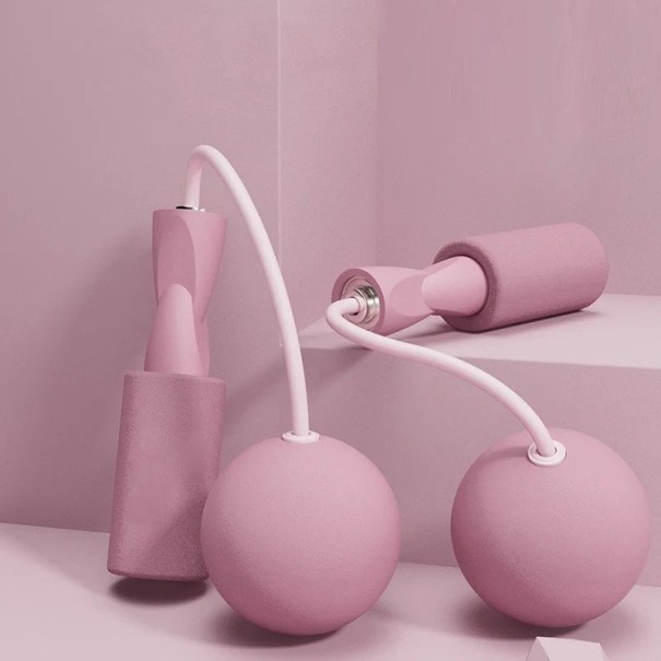 Corde à sauter sans couture avec grosses boules 6,5 cm Pour l’entraînement à domicile Perte de graisse Corde à sauter Pas de balançoire Convient également pour l’intérieur rose