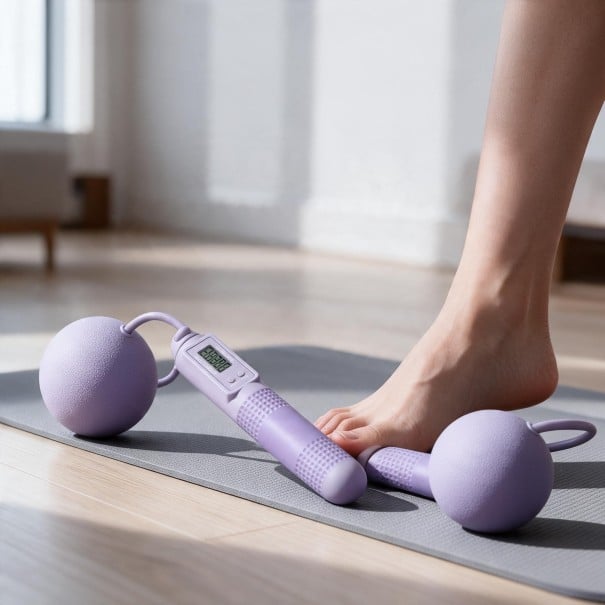 Corde à sauter sans fil avec compteur de sauts Boules de poids de 60 mm Poignées en silicone avec roulement Pour le cardio et la perte de poids violet