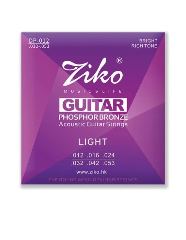 Cordes pour guitare acoustique DP-012 Acier au carbone avec noyau hexagonal Alliage de bronze phosphoreux Son clair Longue durée de vie Accordage 1